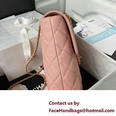 Chanel Grained Calfskin  &  Gold-Tone Metal Chain Backpack Bag AS4490 Pink 2023